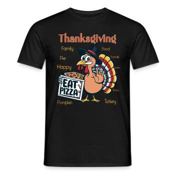 Thanksgiving Outfit - Funny autumn Happy Turkey - Men's T-Shirt - black - Front - AI Model Male 178 light (178cm)