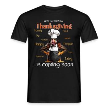 Thanksgiving Outfit - Funny autumn Happy Turkey - Men's T-Shirt - black - Front - AI Model Male 178 light (178cm)