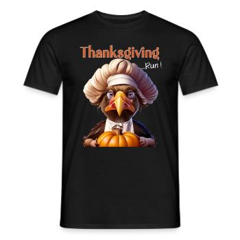 Thanksgiving Outfit - Funny autumn Happy Turkey - Men's T-Shirt - black - Front - AI Model Male 178 light (178cm)