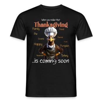 Thanksgiving Outfit - Funny autumn Happy Turkey - Men's T-Shirt - black - Front - AI Model Male 178 light (178cm)