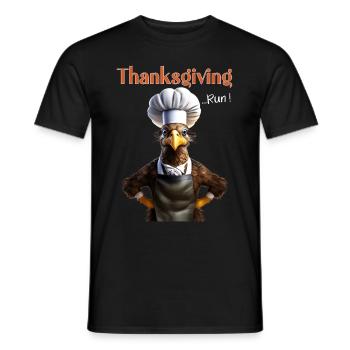 Thanksgiving Outfit - Funny autumn Happy Turkey - Men's T-Shirt - black - Front - AI Model Male 178 light (178cm)
