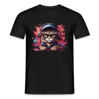 Chat Animal Art I Cool Chat Mignon - T-shirt homme - noir - Devant - AI Model Male 178 light (178cm)