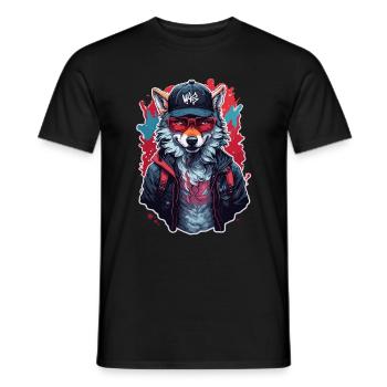 wolf animal art i cool cute wolf - Men's T-Shirt - black - Front - AI Model Male 178 light (178cm)