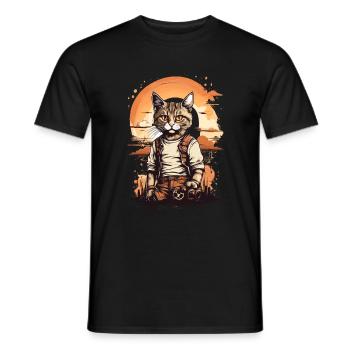 Chat Animal Art I Cool Chat Mignon - T-shirt homme - noir - Devant - AI Model Male 178 light (178cm)