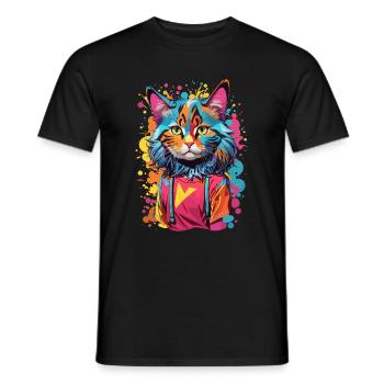 Chat Animal Art I Cool Chat Mignon - T-shirt homme - noir - Devant - AI Model Male 178 light (178cm)