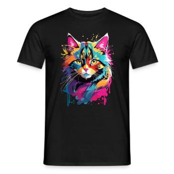 Chat Animal Art I Cool Chat Mignon - T-shirt homme - noir - Devant - AI Model Male 178 light (178cm)