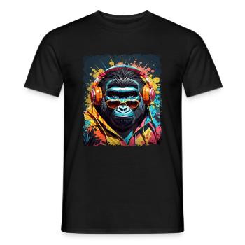 gorilla monkey animal art i cool cute - Men's T-Shirt - black - Front - AI Model Male 178 light (178cm)