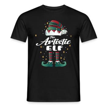 artistic Elf funny Family Christmas Weihnachten - Männer T-Shirt - Schwarz - Vorne - AI Model Male 178 light (178cm)
