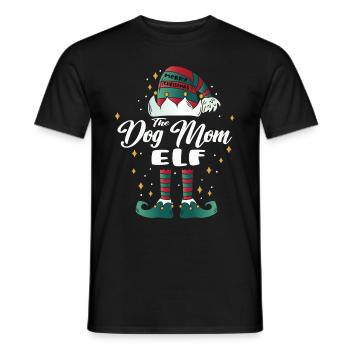 Chien Maman Elfe Drôle Famille Noël Noël - T-shirt homme - noir - Devant - AI Model Male 178 light (178cm)