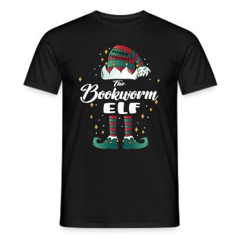 bookworm Elf funny Family Christmas Weihnachten - Männer T-Shirt - Schwarz - Vorne - AI Model Male 178 light (178cm)
