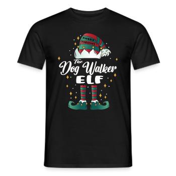 dog walker Elf funny Family Christmas Weihnachten - Männer T-Shirt - Schwarz - Vorne - AI Model Male 178 light (178cm)