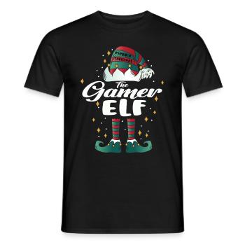 gamer Elf funny Family Christmas Weihnachten - Männer T-Shirt - Schwarz - Vorne - AI Model Male 178 light (178cm)