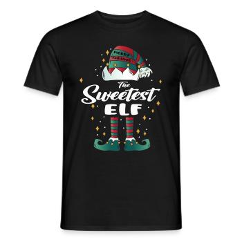sweetest elf funny Family Christmas Christmas - Men's T-Shirt - black - Front - AI Model Male 178 light (178cm)