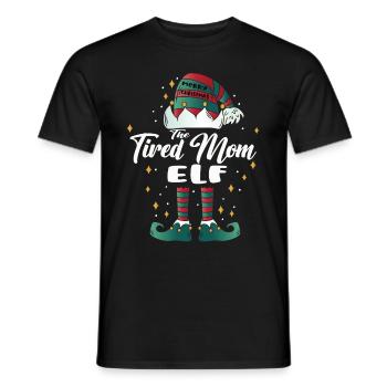 tired mom elf funny family christmas christmas - Men's T-Shirt - black - Front - AI Model Male 178 light (178cm)
