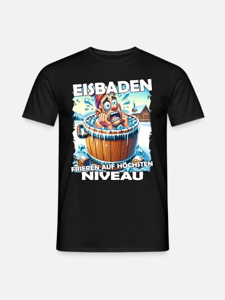 Eisbaden Winterbaden Lustig - Männer T-Shirt - Schwarz