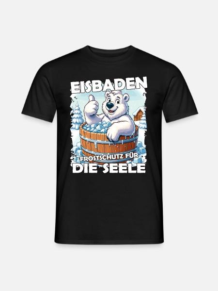 Eisbaden Winterbaden Lustig - Männer T-Shirt - Schwarz