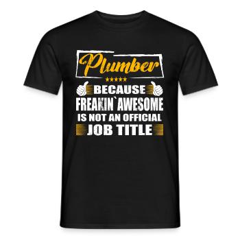 Plumber Freakin Awesome Funny Job - Men's T-Shirt - black - Front - AI Model Male 178 light (178cm)