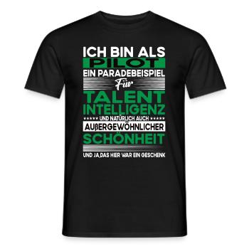 Pilot Bescheiden - Lustiger Spruch - Männer T-Shirt - Schwarz - Vorne - AI Model Male 178 light (178cm)