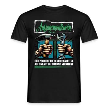 Aufzugsmonteur Beruf mit lustigen Spruch - Männer T-Shirt - Schwarz - Vorne - AI Model Male 178 light (178cm)
