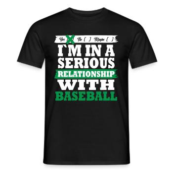 Baseball Ma relation sérieuse drôle - T-shirt homme - noir - Devant - AI Model Male 178 light (178cm)