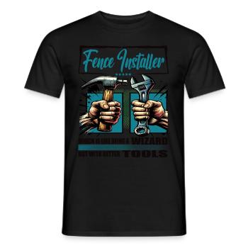 Fence installer profession saying worker - Men's T-Shirt - black - Front - AI Model Male 178 light (178cm)