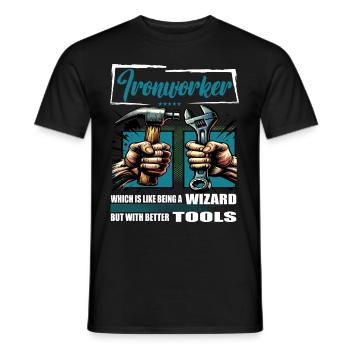 Ironworker Profession Saying Worker - Men's T-Shirt - black - Front - AI Model Male 178 light (178cm)