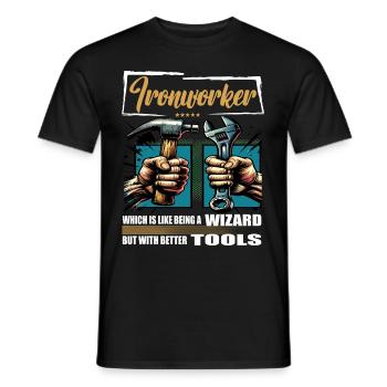 Ironworker Profession Saying Worker - Men's T-Shirt - black - Front - AI Model Male 178 light (178cm)
