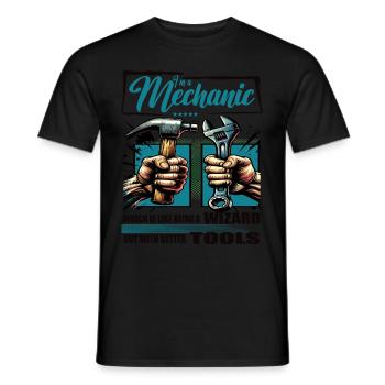Mechanic Profession Saying Worker - Men's T-Shirt - black - Front - AI Model Male 178 light (178cm)