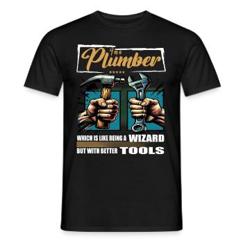 Plumber Profession Saying Worker - Men's T-Shirt - black - Front - AI Model Male 178 light (178cm)