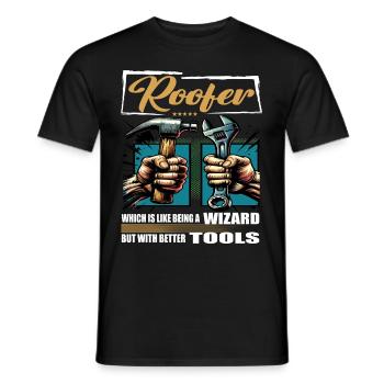 Roofer Profession Saying Worker - Men's T-Shirt - black - Front - AI Model Male 178 light (178cm)