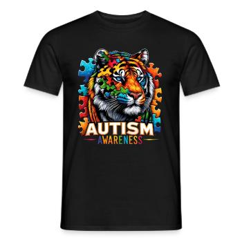 Autism Awareness puzzles piece - Men's T-Shirt - black - Front - AI Model Male 178 light (178cm)