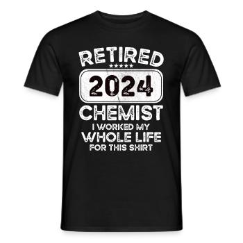 Chimiste retraité 2024 - T-shirt homme - noir - Devant - AI Model Male 178 light (178cm)