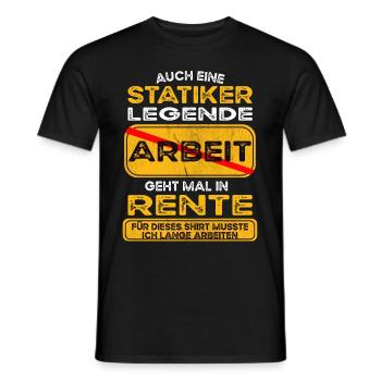 Statiker lustiges Rente Pension - Männer T-Shirt - Schwarz - Vorne - AI Model Male 178 light (178cm)