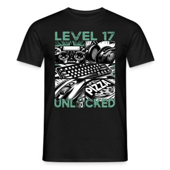Geburtstag Level 17 freigeschaltet Gaming & Zocker - Männer T-Shirt - Schwarz - Vorne - AI Model Male 178 light (178cm)