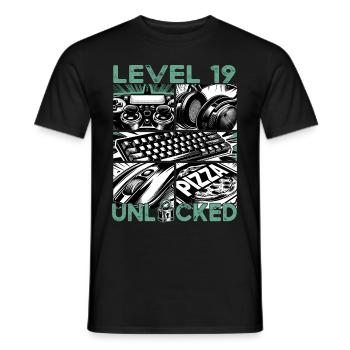 Geburtstag Level 19 freigeschaltet Gaming & Zocker - Männer T-Shirt - Schwarz - Vorne - AI Model Male 178 light (178cm)