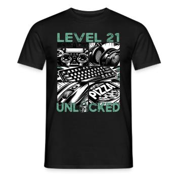 Geburtstag Level 21 freigeschaltet Gaming & Zocker - Männer T-Shirt - Schwarz - Vorne - AI Model Male 178 light (178cm)