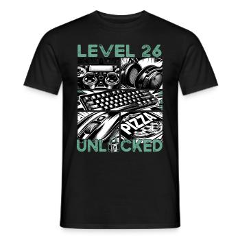 Geburtstag Level 26 freigeschaltet Gaming & Zocker - Männer T-Shirt - Schwarz - Vorne - AI Model Male 178 light (178cm)