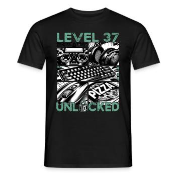 Birthday Level 37 Unlocked Gaming & Gamblers - Men's T-Shirt - black - Front - AI Model Male 178 light (178cm)