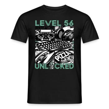 Birthday Level 56 Unlocked Gaming & Gamer - Men's T-Shirt - black - Front - AI Model Male 178 light (178cm)
