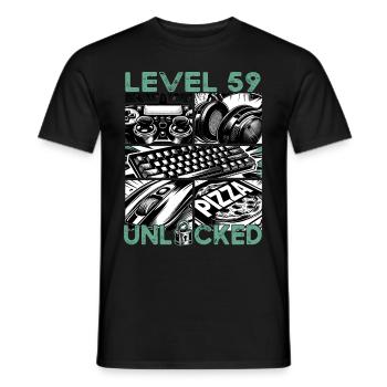 Niveau d’anniversaire 59 Débloqué Jeux et joueurs - T-shirt homme - noir - Devant - AI Model Male 178 light (178cm)