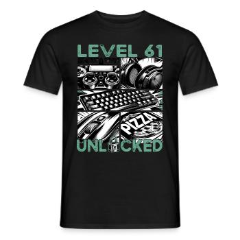 Birthday Level 61 Unlocked Gaming & Gamer - Men's T-Shirt - black - Front - AI Model Male 178 light (178cm)