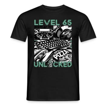 Birthday Level 65 Unlocked Gaming & Gamers - Men's T-Shirt - black - Front - AI Model Male 178 light (178cm)