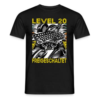 Geburtstag Level 20 freigeschaltet Gaming & Zocker - Männer T-Shirt - Schwarz - Vorne - AI Model Male 178 light (178cm)