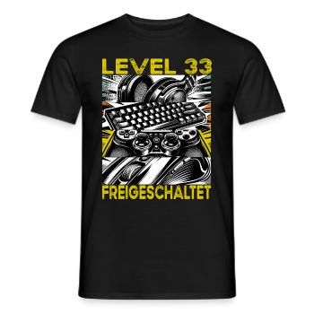 Geburtstag Level 33 freigeschaltet Gaming & Zocker - Männer T-Shirt - Schwarz - Vorne - AI Model Male 178 light (178cm)