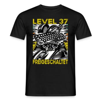 Birthday Level 37 Unlocked Gaming & Gamblers - Men's T-Shirt - black - Front - AI Model Male 178 light (178cm)