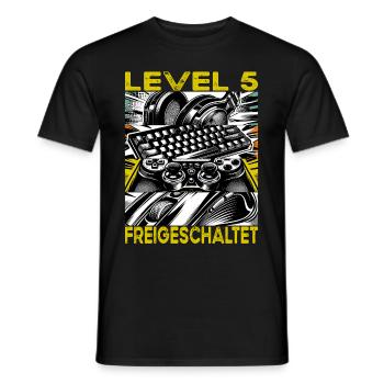 Anniversaire Niveau 5 Débloqué Jeux et Joueurs - T-shirt homme - noir - Devant - AI Model Male 178 light (178cm)