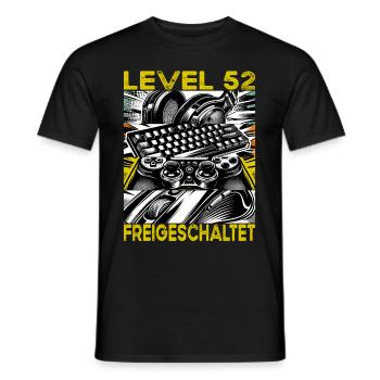 Birthday Level 52 Unlocked Gaming & Gaming - Men's T-Shirt - black - Front - AI Model Male 178 light (178cm)