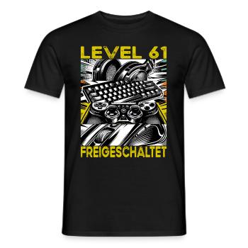Birthday Level 61 Unlocked Gaming & Gamer - Men's T-Shirt - black - Front - AI Model Male 178 light (178cm)