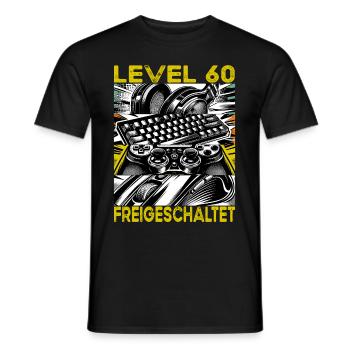 Geburtstag Level 60 freigeschaltet Gaming & Zocker - Männer T-Shirt - Schwarz - Vorne - AI Model Male 178 light (178cm)