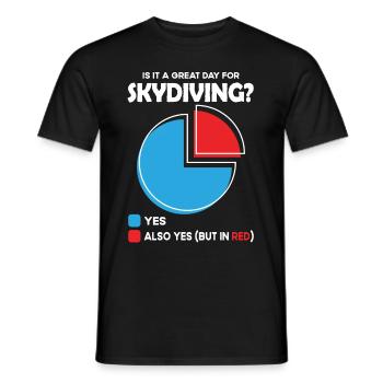 Is it a great Day for skydiving - Men's T-Shirt - black - Front - AI Model Male 178 light (178cm)